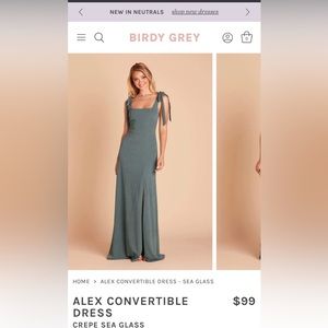 Birdy Grey Alex Convertible Crepe Dress in seaglass, size L